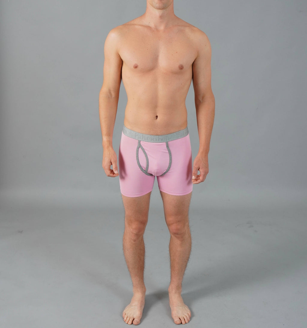 Boxer Briefs Solid Pink Cotton Men's Underwear: