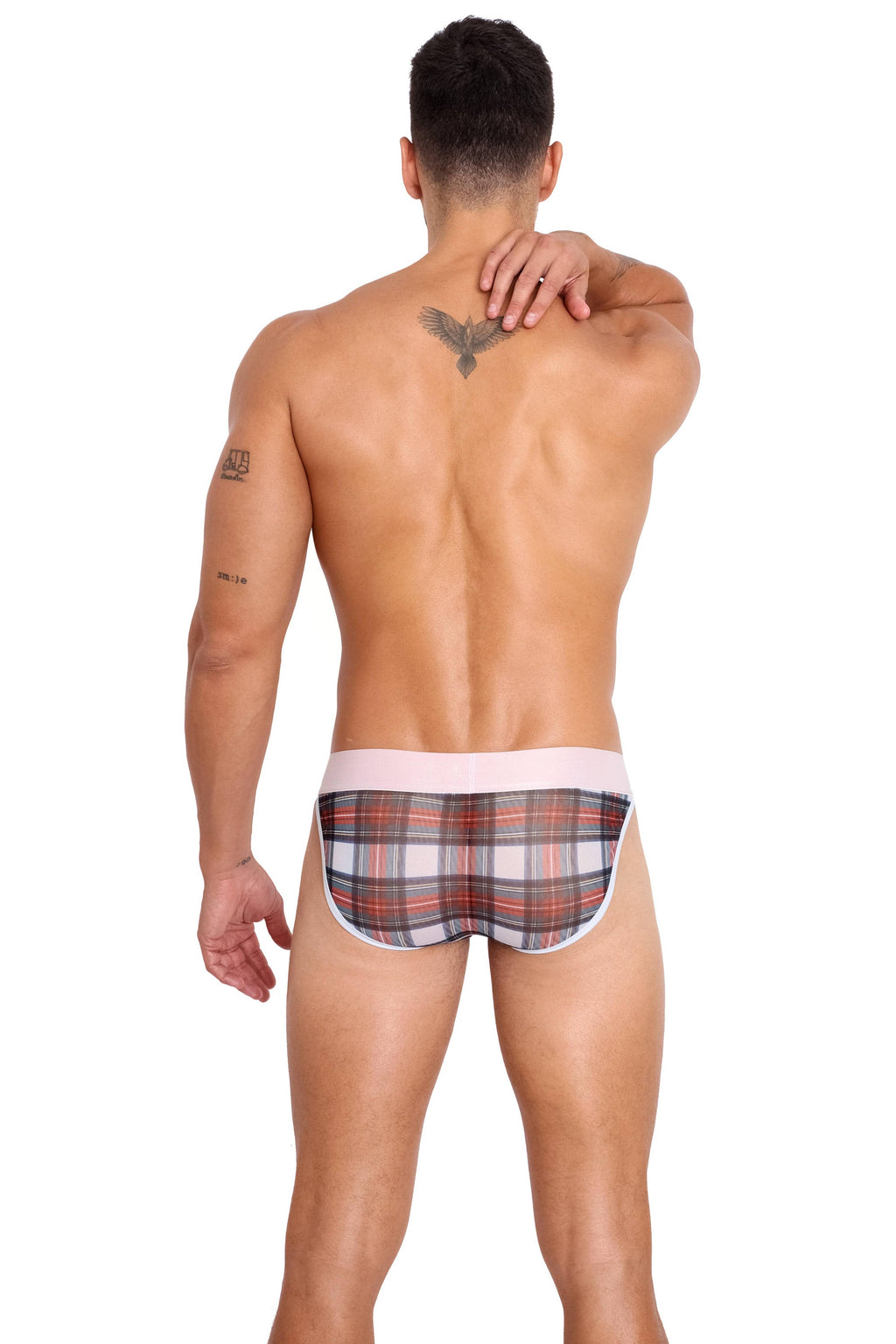 Tartan Sheer Mesh White Sport Brief: