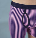 Boxer Brief Vertical Stripe Pink/Navy Cotton Men's Underwear: