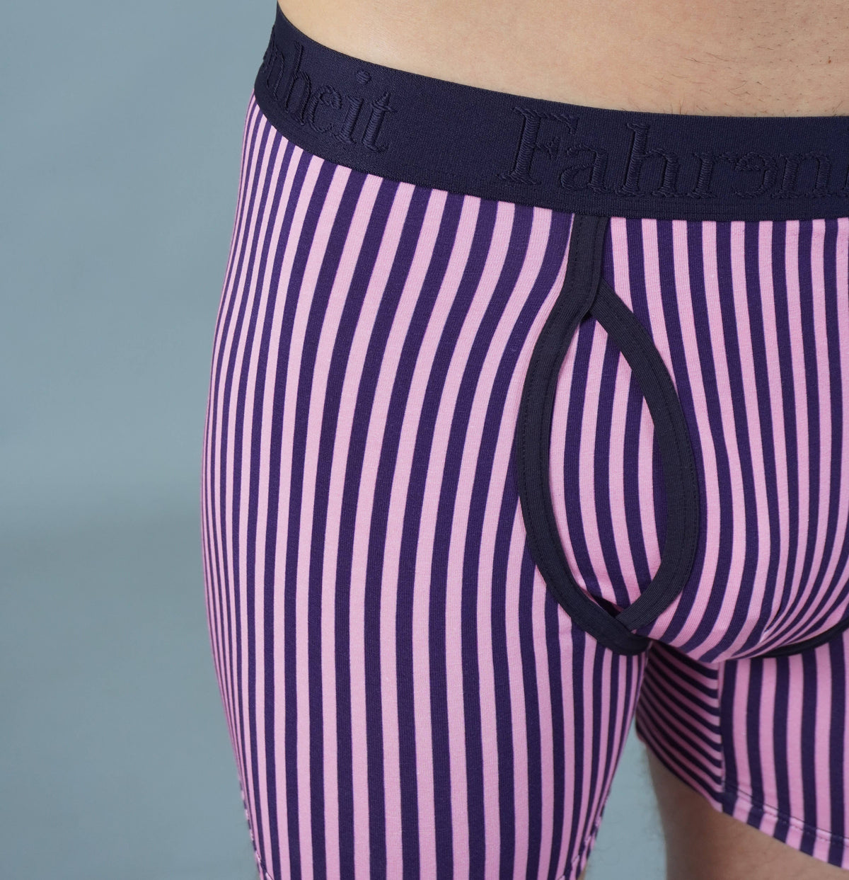 Boxer Brief Vertical Stripe Pink/Navy Cotton Men's Underwear: