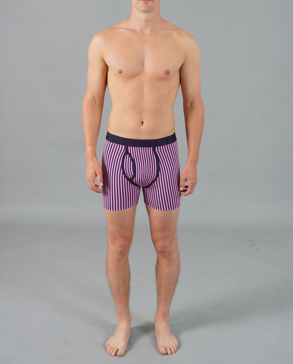Boxer Brief Vertical Stripe Pink/Navy Cotton Men's Underwear: