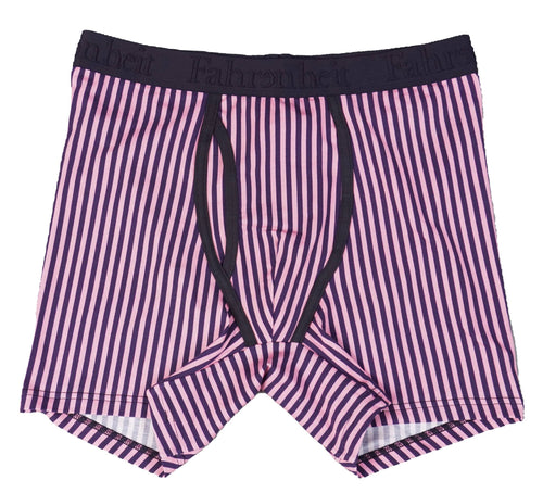 Boxer Brief Vertical Stripe Pink/Navy Cotton Men's Underwear: