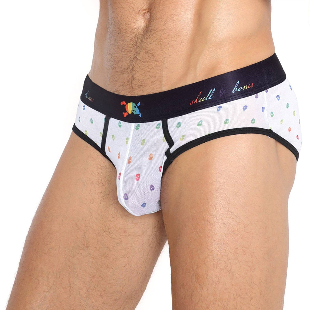 Pride Ditsy Skull White Sheer Mesh Brief:
