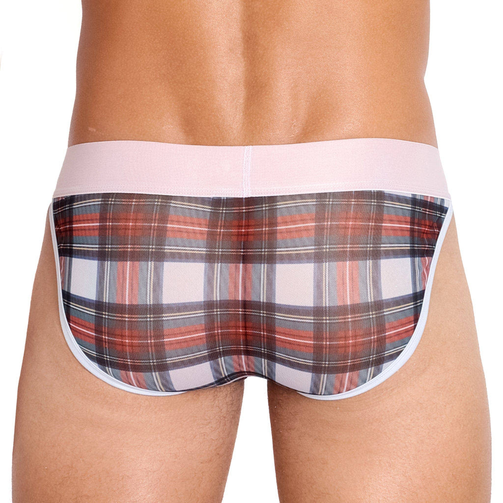 Tartan Sheer Mesh White Sport Brief:
