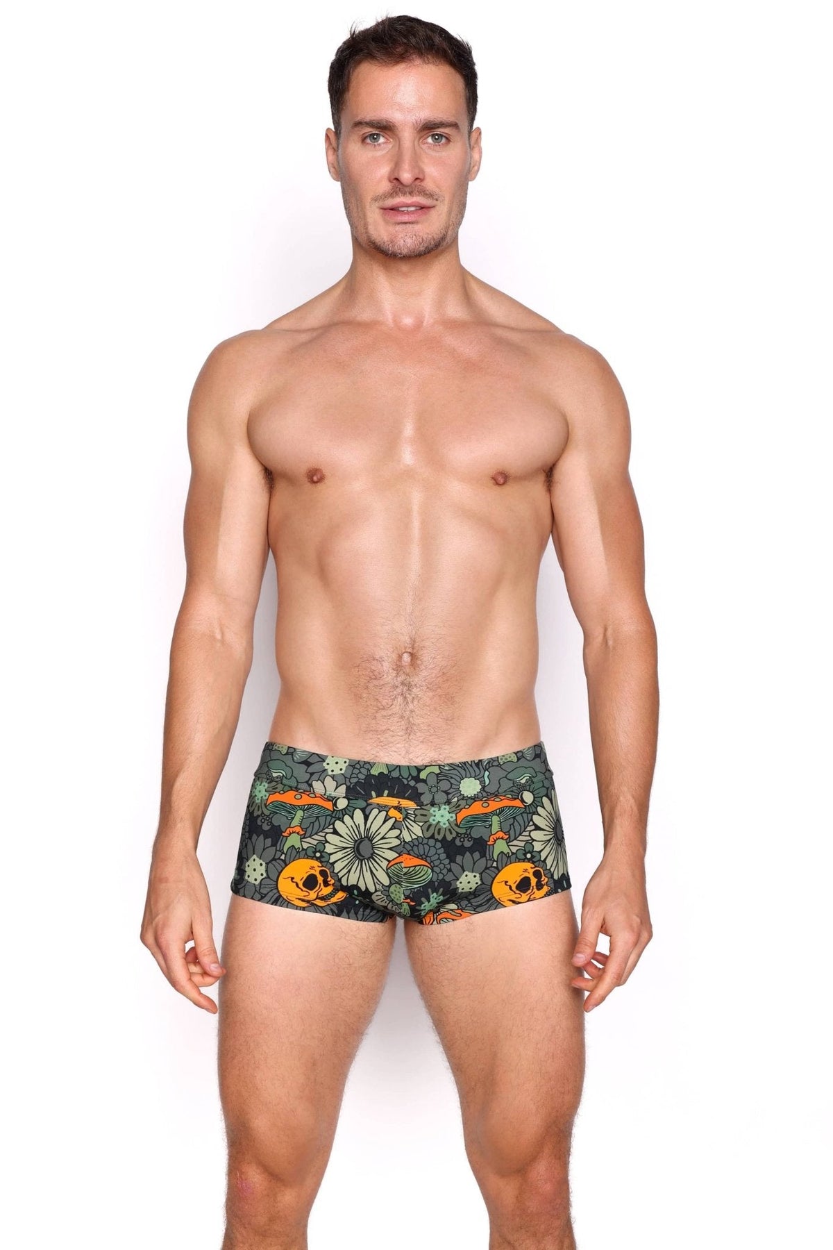 Groovy Floral Green Swim Trunk: - Vegas Pride Positions