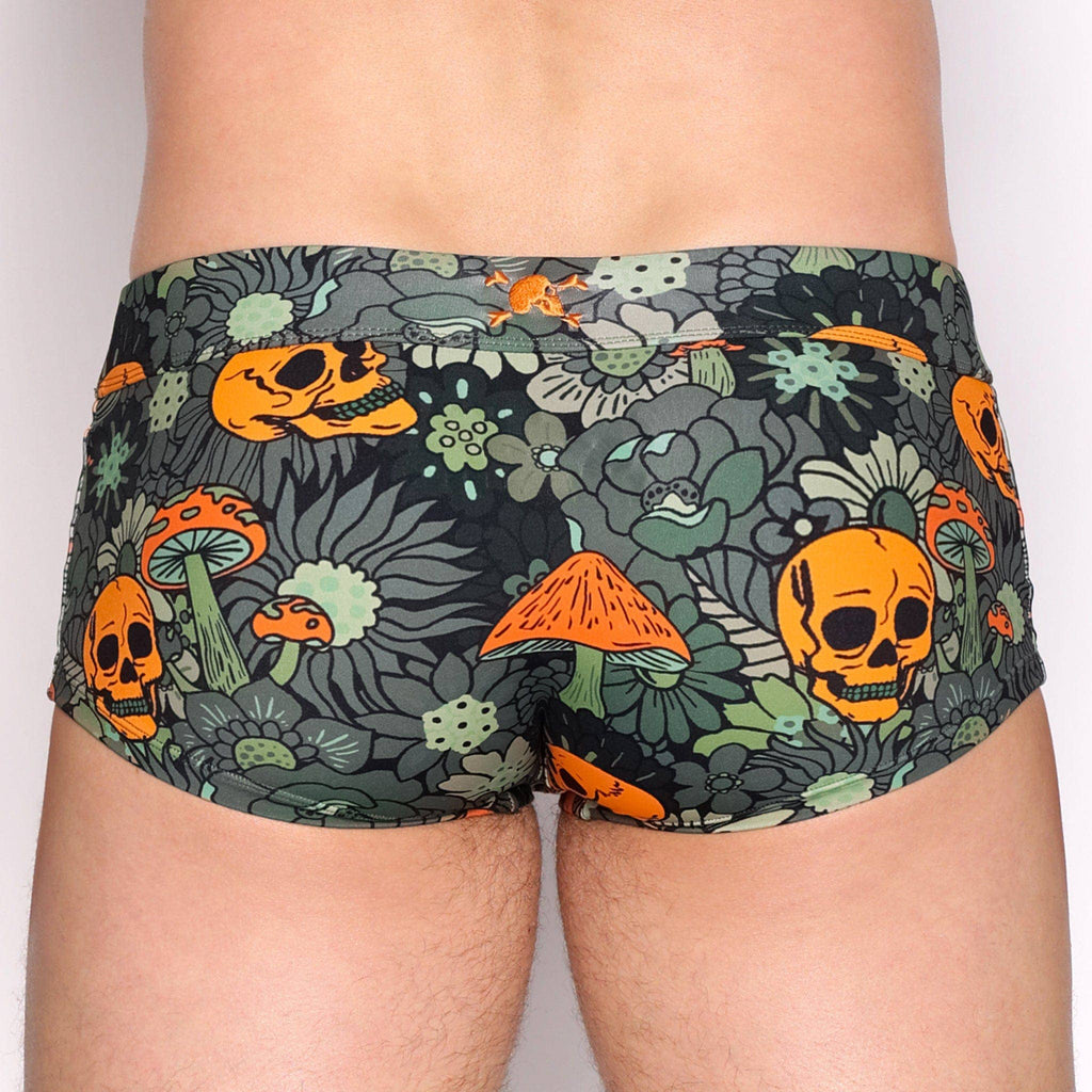Groovy Floral Green Swim Trunk: - Vegas Pride Positions