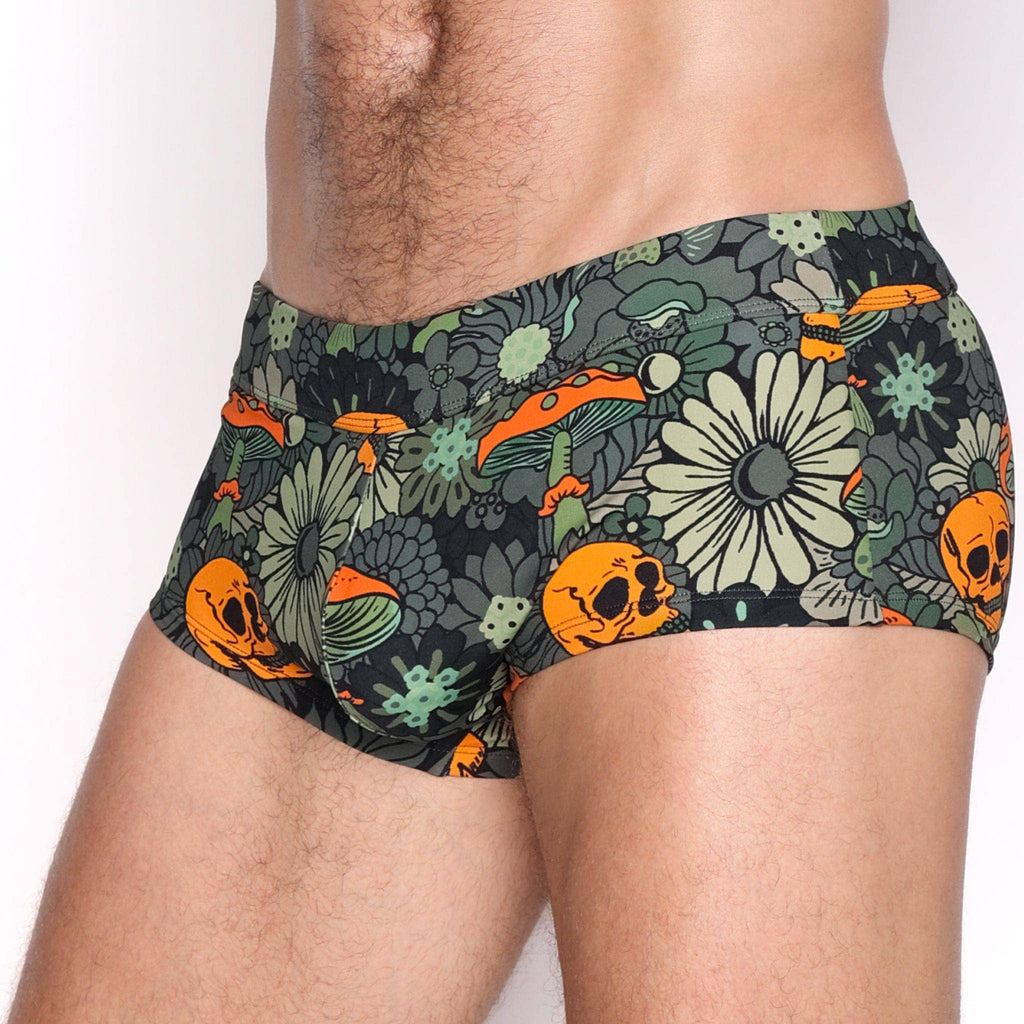 Groovy Floral Green Swim Trunk: - Vegas Pride Positions