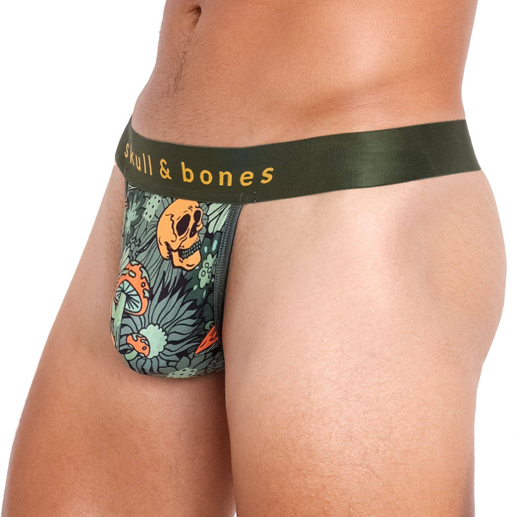Groovy Floral Mushroom Thong Olive: - Vegas Pride Positions