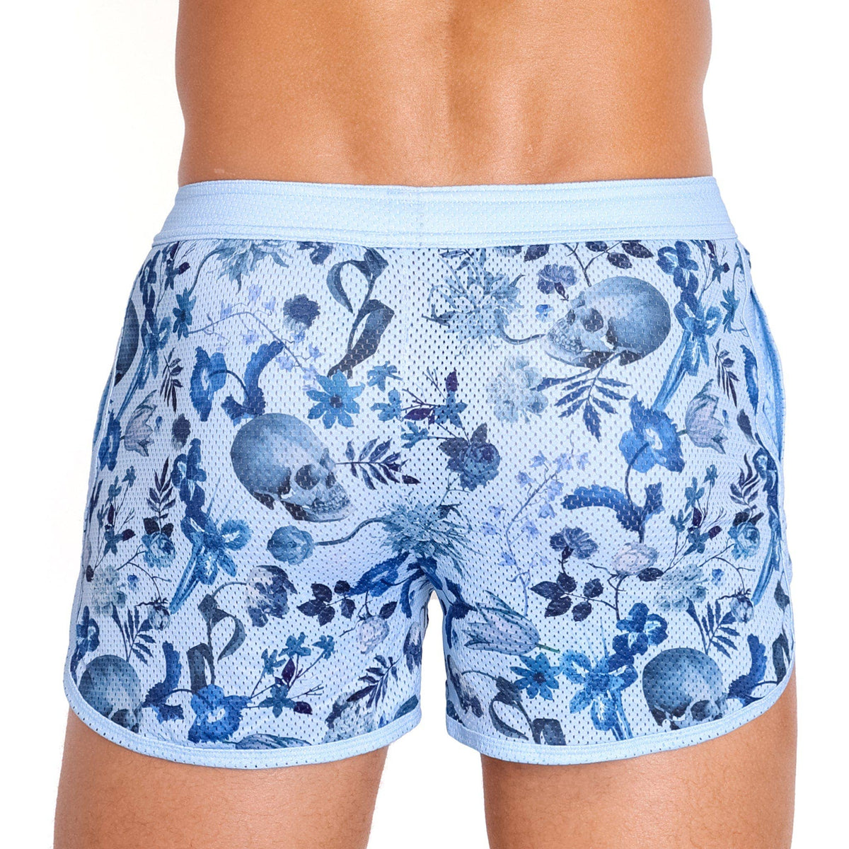 Hand Painted Dutch Floral Mesh Short Sky: - Vegas Pride Positions
