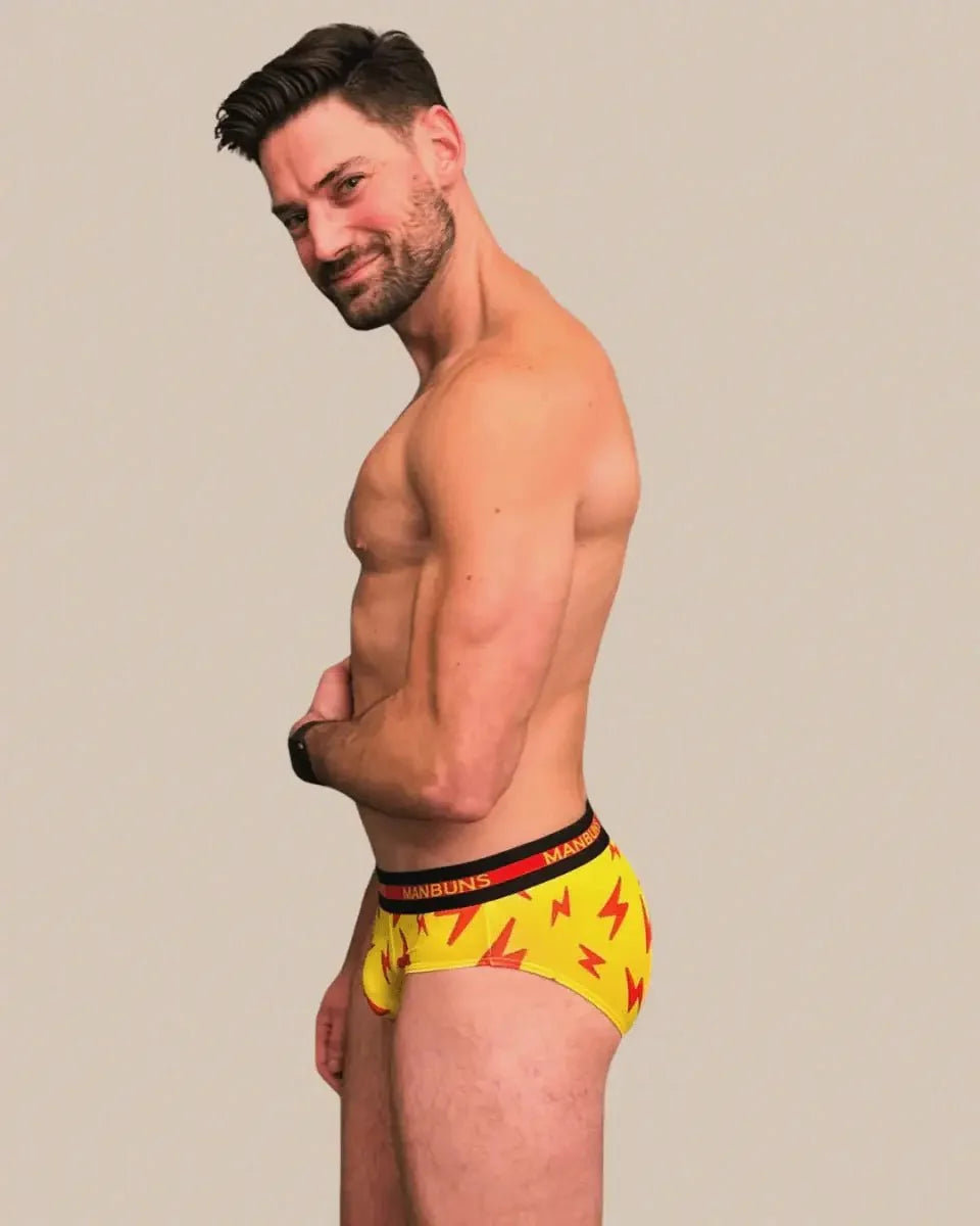 Men's Lightning Bolt Brief Underwear: - Vegas Pride Positions
