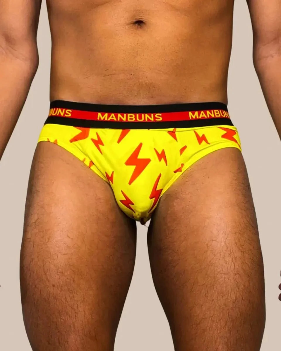 Men's Lightning Bolt Brief Underwear: - Vegas Pride Positions