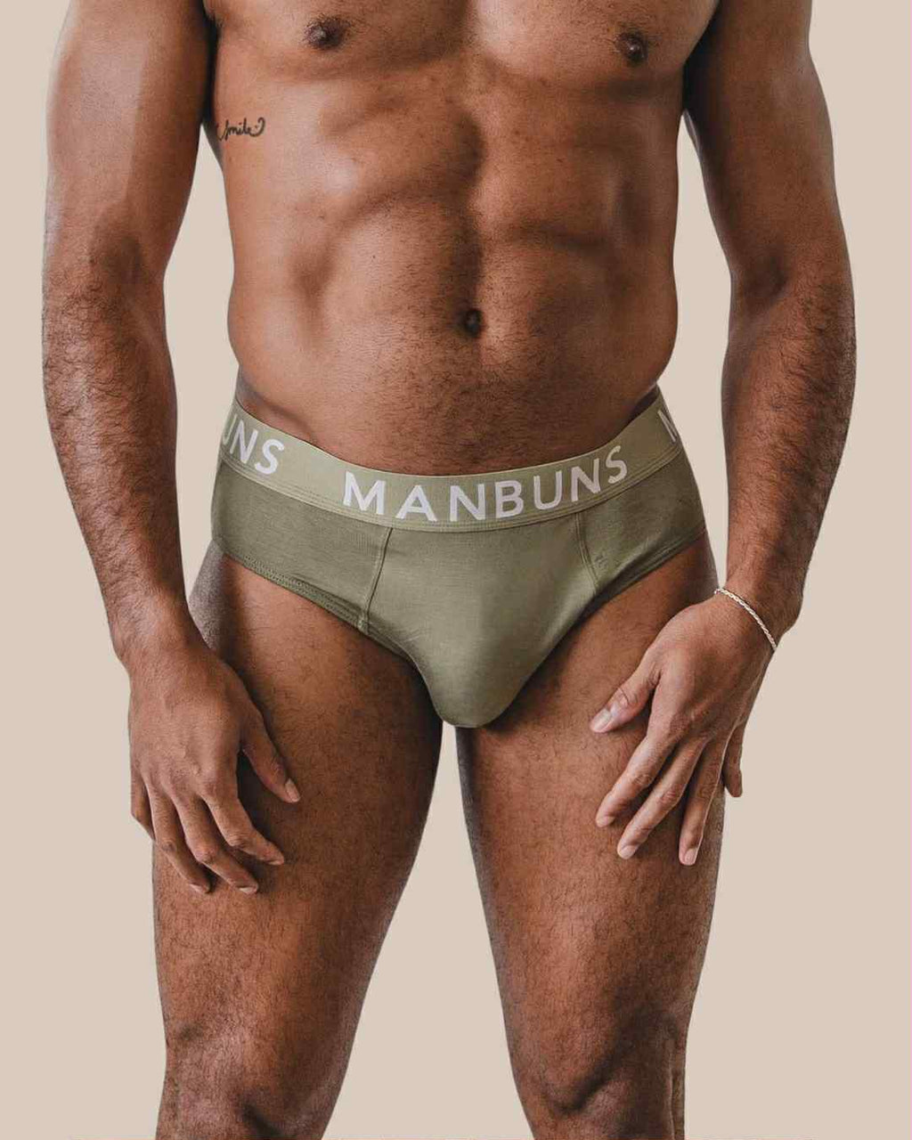 Men's Olive Green Brief Underwear: - Vegas Pride Positions