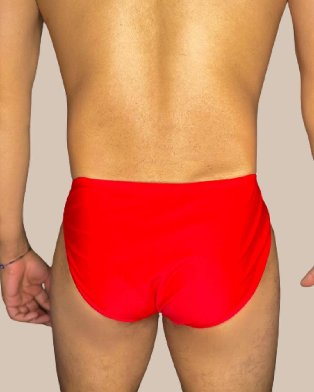 Men's Solid Red Swim Brief: - Vegas Pride Positions