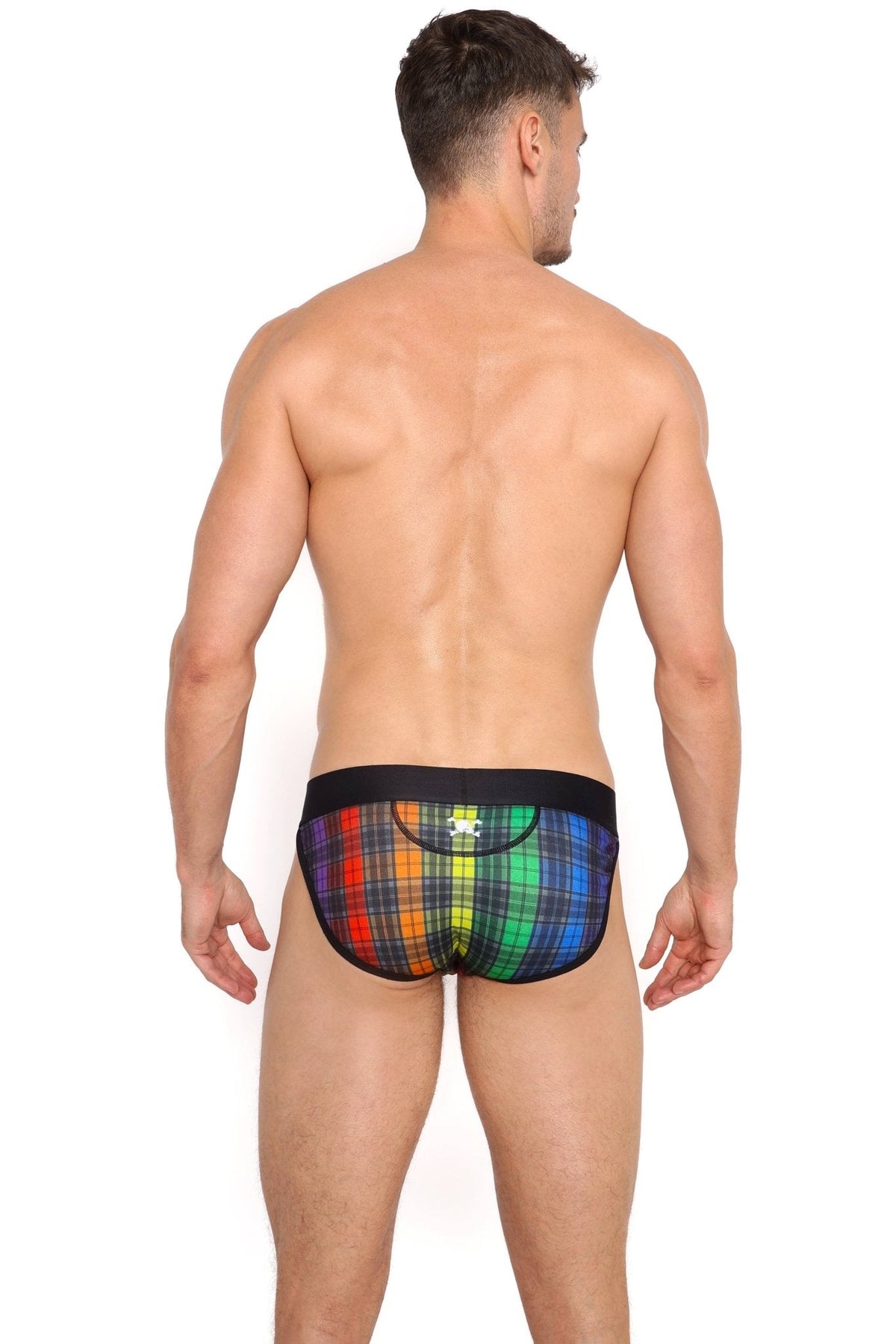 Rainbow Tartan Plaid Sport Brief: - Vegas Pride Positions