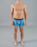 Trunk Solid Blue Cotton Boxer Men's Underwear: - Vegas Pride Positions